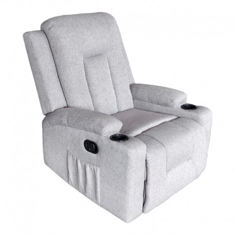 331-000008 Πολυθρόνα relax Gessel pakoworld ύφασμα σε γκρι-μπεζ 80x90x98εκ