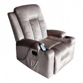 331-000010 Πολυθρόνα relax με μηχανισμό massage Gessel pakoworld βελούδο σε γκρι απόχρωση 80x90x98εκ