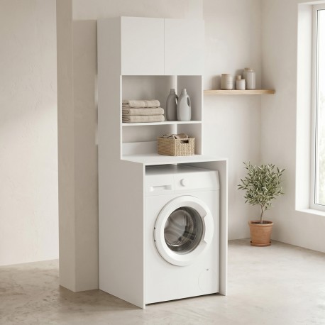 230-000298 Έπιπλο πλυντηρίου Chaxe pakoworld λευκό 65x60x183.6εκ