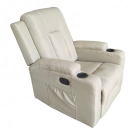 331-000013 Πολυθρόνα relax με μηχανισμό massage Gessel pakoworld μπεζ ύφασμα 80x90x98εκ