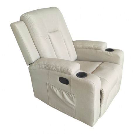 331-000013 Πολυθρόνα relax με μηχανισμό massage Gessel pakoworld μπεζ ύφασμα 80x90x98εκ