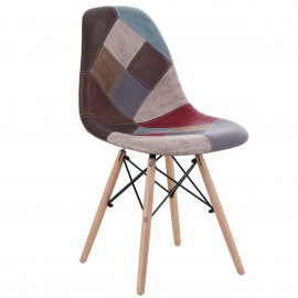 14590002 Καρέκλα ArteLibre CORYLOUS Patchwork Microfiber Ύφασμα/Ξύλο 51x46x82cm Πολύχρωμο
