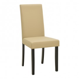 091-000028 Καρέκλα Zeben pakoworld εκρού PU με πόδι μαύρο rubberwood 43,5x55,5x93,5εκ