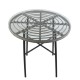 14510042 Τραπέζι Κήπου ArteLibre APPIUS Γκρι/Μαύρο Μέταλλο/Rattan/Γυαλί 70x70x74cm Γκρι/Μαύρο