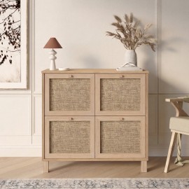 15350211 Κονσόλα ArteLibre AESIR Φυσικό Μοριοσανίδα/Rattan 90x35x85.2cm Φυσικό