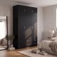 200-002082 Ντουλάπα τρίφυλλη με πατάρι Alvia pakoworld wenge 150x51x240εκ