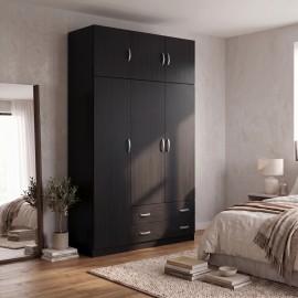 200-002082 Ντουλάπα τρίφυλλη με πατάρι Alvia pakoworld wenge 150x51x240εκ
