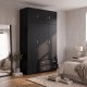 200-002082 Ντουλάπα τρίφυλλη με πατάρι Alvia pakoworld wenge 150x51x240εκ