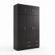 200-002082 Ντουλάπα τρίφυλλη με πατάρι Alvia pakoworld wenge 150x51x240εκ