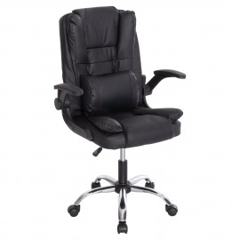 ΚΑΡΕΚΛΑ ΓΡΑΦΕΙΟΥ CANAN HM1201 ΜΑΥΡO PVC-ΒΑΣΗ ΧΡΩΜΙΟΥ 66x61x105Υεκ.