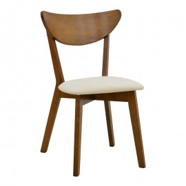 381-000022 Καρέκλα Canon pakoworld καρυδί rubberwood εκρού ύφασμα 43x52x83,5εκ