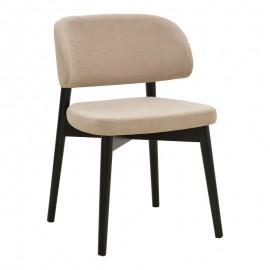381-000017 Καρέκλα Siena pakoworld μπεζ ύφασμα μαύρο rubberwood 48x50x81εκ
