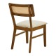 381-000023 Καρέκλα Raffles pakoworld καρυδί rubberwood με pe rattan και εκρού ύφασμα 47x48x83.5εκ