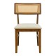 381-000023 Καρέκλα Raffles pakoworld καρυδί rubberwood με pe rattan και εκρού ύφασμα 47x48x83.5εκ
