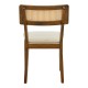 381-000023 Καρέκλα Raffles pakoworld καρυδί rubberwood με pe rattan και εκρού ύφασμα 47x48x83.5εκ