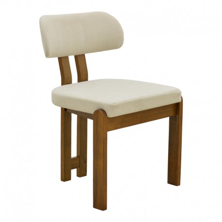 381-000024 Καρέκλα Genoa pakoworld καρυδί rubberwood και εκρού ύφασμα 50x43x82εκ