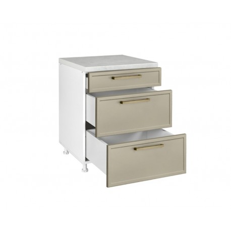 KD603FB78 Επιδαπέδια συρταριέρα κουζίνας Alba D60 3F B Ελιάς 60x60x85εκ.