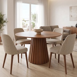 029-000447 Τραπέζι Franzel pakoworld mdf καρυδί Φ120x75εκ
