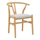 029-000462 Καρέκλα Wishbone pakoworld rubberwood-ύφασμα σε φυσική-γκρι απόχρωση 51x58x73εκ