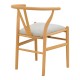 029-000462 Καρέκλα Wishbone pakoworld rubberwood-ύφασμα σε φυσική-γκρι απόχρωση 51x58x73εκ