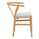 029-000462 Καρέκλα Wishbone pakoworld rubberwood-ύφασμα σε φυσική-γκρι απόχρωση 51x58x73εκ