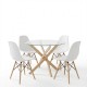 200-001915 Τραπεζαρία με Καρέκλες Julita λευκό και Τραπέζι Antoro γυαλί με μέταλο σε φυσική απόχρωση Φ80x75εκ Σετ 5τεμ