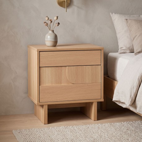 086-000027 Κομοδίνο Jenfia pakoworld mdf σε φυσική απόχρωση 48x39x50,5εκ