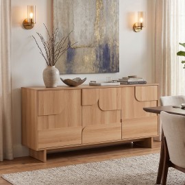 086-000031 Μπουφές Jenfia pakoworld mdf σε φυσική απόχρωση 150x39x75,5εκ