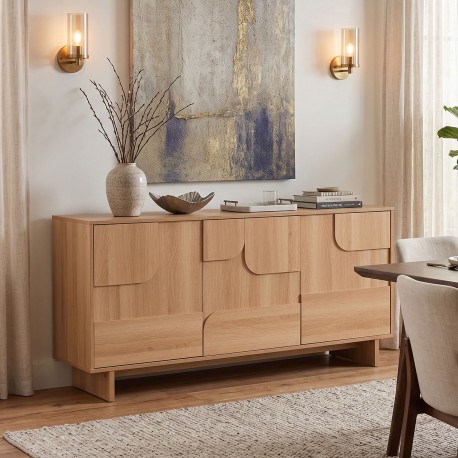086-000031 Μπουφές Jenfia pakoworld mdf σε φυσική απόχρωση 150x39x75,5εκ