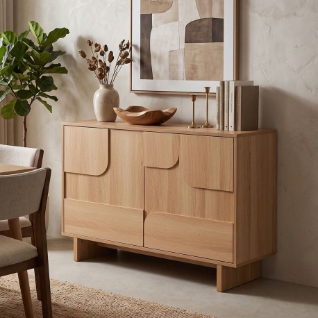 086-000032 Μπουφές Jenfia pakoworld mdf σε φυσική απόχρωση 101,2x39x75,5εκ