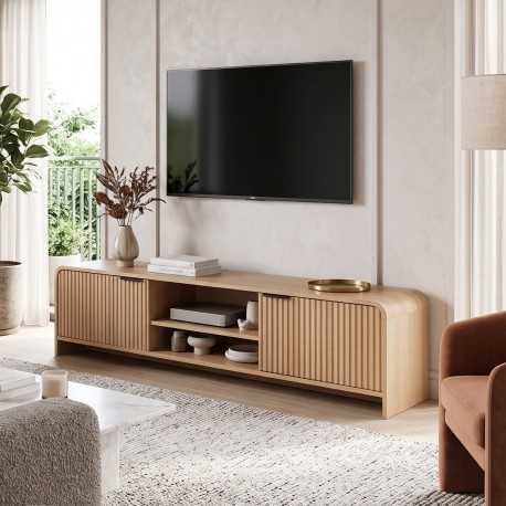 086-000034 Έπιπλο τηλεόρασης Anfen pakoworld mdf σε φυσική απόχρωση 160x39x40,5εκ