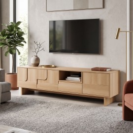 086-000030 Έπιπλο τηλεόρασης Jenfia pakoworld mdf σε φυσική απόχρωση 180x39x45,5εκ