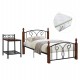 ΣΕΤ ΥΠΝΟΔΩΜΑΤΙΟΥ ΜΕ ΣΤΡΩΜΑ 3ΤΜΧ HM11217 RUBBERWOOD-ΜΕΤΑΛΛΟ