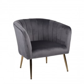 14770039 Πολυθρόνα ArteLibre TIANA Γκρι Βελούδο/Ξύλο 52x82x76cm Γκρι
