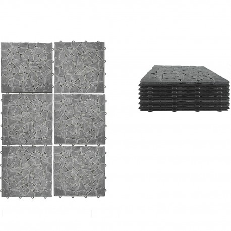06512921 Πλακάκια Δαπέδου Μαύρο Πέτρα 30.5x30.5x2cm 6Τμχ
