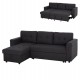 ΓΩΝΙΑΚΟΣ ΚΑΝΑΠΕΣ-ΚΡΕΒΑΤΙ ΑΝΑΣΤΡΕΨΙΜΟΣ SAL HM3310.11 ΣΚΟΥΡΟ ΓΚΡΙ ΥΦΑΣΜΑ 213x136x84Yεκ