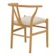 029-000463 Καρέκλα Wishbone pakoworld rubberwood-ύφασμα σε φυσική-μπεζ απόχρωση 51x58x73εκ