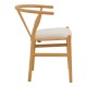 029-000463 Καρέκλα Wishbone pakoworld rubberwood-ύφασμα σε φυσική-μπεζ απόχρωση 51x58x73εκ