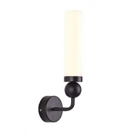 43059-Black Inlight Eπιτοίχιο φωτιστικό από μαύρο μέταλλο και οπαλίνα γυαλί 1XG9 D:12x33cm (43059-Black)