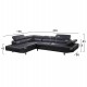 ΚΑΝΑΠΕΣ ΓΩΝΙΑ GORO ΑΡΙΣΤΕΡΗ HM3084.02L ΑΠΟ ΜΑΥΡΟ PU 270x200x87Υεκ