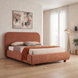279-000023 Κρεβάτι Salena pakoworld terracotta ύφασμα 160x200εκ