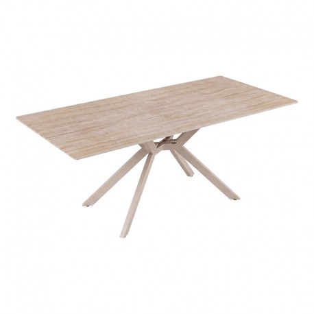 428-000021 Τραπέζι Olven pakoworld sintered stone σε όψη τραβερτίνας 180x90x75εκ