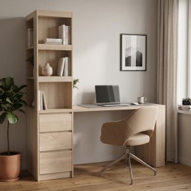 072-000190 Γραφείο με βιβλιοθήκη Cliner pakoworld sonoma 140x50x180εκ