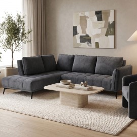371-000044 Γωνιακός καναπές Belanza pakoworld δεξιά γωνία με ανθρακί ύφασμα 265x213x90εκ