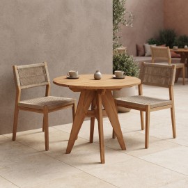 343-000126 Τραπέζι Cadrada pakoworld teak ξύλο σε φυσική απόχρωση Φ70x76εκ