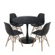 200-001028 Τραπεζαρία Julita-Balou σετ 5τεμ pakoworld MDF-PP σε μαύρο-φυσικό απόχρωση Φ120x73εκ