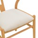029-000463 Καρέκλα Wishbone pakoworld rubberwood-ύφασμα σε φυσική-μπεζ απόχρωση 51x58x73εκ