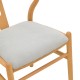029-000462 Καρέκλα Wishbone pakoworld rubberwood-ύφασμα σε φυσική-γκρι απόχρωση 51x58x73εκ