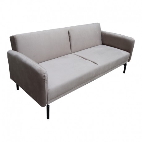 035-000119 Καναπές κρεβάτι Veluto pakoworld 3θέσιος γκρι μπεζ ύφασμα 197x85x83εκ