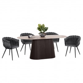ΣΕΤ ΤΡΑΠΕΖΑΡΙΑΣ 5ΤΜΧ CATER HM12118.01 ΚΕΡΑΜΙΚΟ TOP ΟΒΑΛ--ΓΚΡΙ ΒΕΛΟΥΔΟ